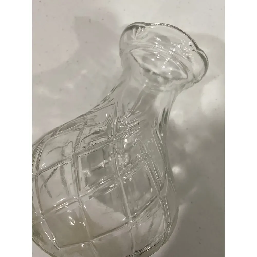 Pineapple Pattern Clear Glass Vase - narrow neck - Vintage